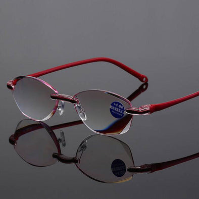 iboode Diopter +1.0 +1.5 +2.0 +2.5 +3.5 +4.0 Frameless Anti-blue Light Reading Glasses Women Ladies Presbyopia Eyewear Frames