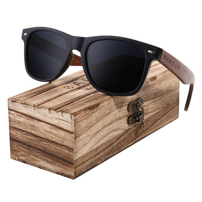 BARCUR Black Walnut  Polarized Sunglasses With Wood Box